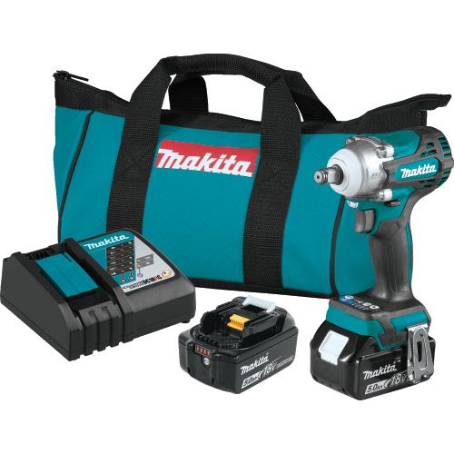 Makita XWT14T 18V LXT® Lithium‑Ion Brushless Cordless 4‑Speed 1/2" Sq. Drive Impact Wrench Kit w/ Friction Ring Anvil (5.0Ah)