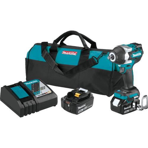 Makita XWT17T 18V LXT® Lithium‑Ion Brushless Cordless 4‑Speed Mid‑Torque 1/2" Sq. Drive Impact Wrench Kit w/ Friction Ring Anvil (5.0Ah)