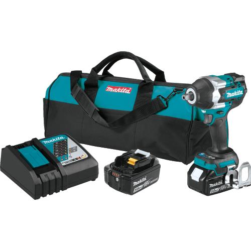 Makita XWT18T 18V LXT® Lithium‑Ion Brushless Cordless 4‑Speed Mid‑Torque 1/2" Sq. Drive Impact Wrench Kit w/ Detent Anvil (5.0Ah)