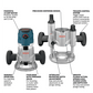 Bosch MRC23EVSK 2.3 Hp Electronic Variable Speed Modular Router System (Combo Kit) W/ Trigger Control