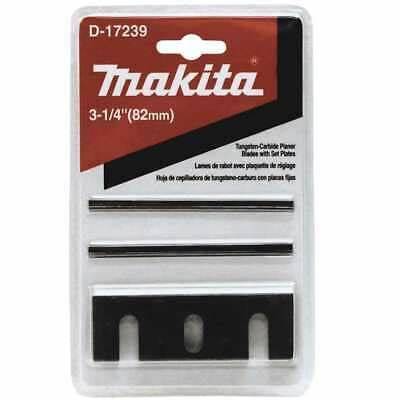 Makita D-17239 3‑1/4" Planer Blade Set with Set Plate, Double Edged Tungsten‑Carbide