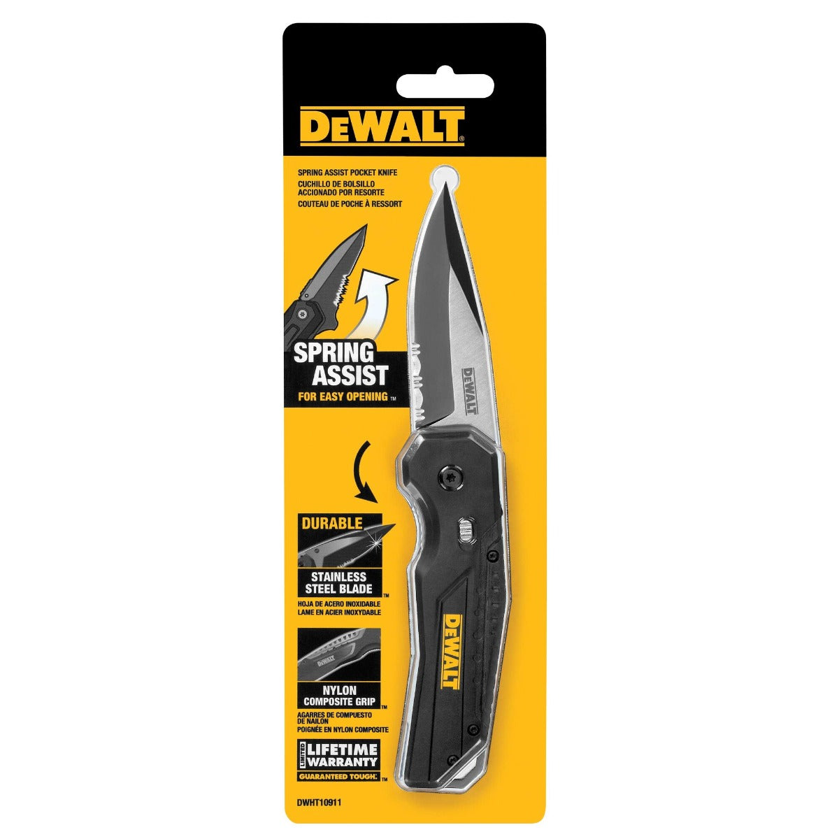 Dewalt DWHT10911 - TechEdge Assisted-Opening Pocket Knife with Durable Steel Blade, Versatile Tool for Daily Tasks