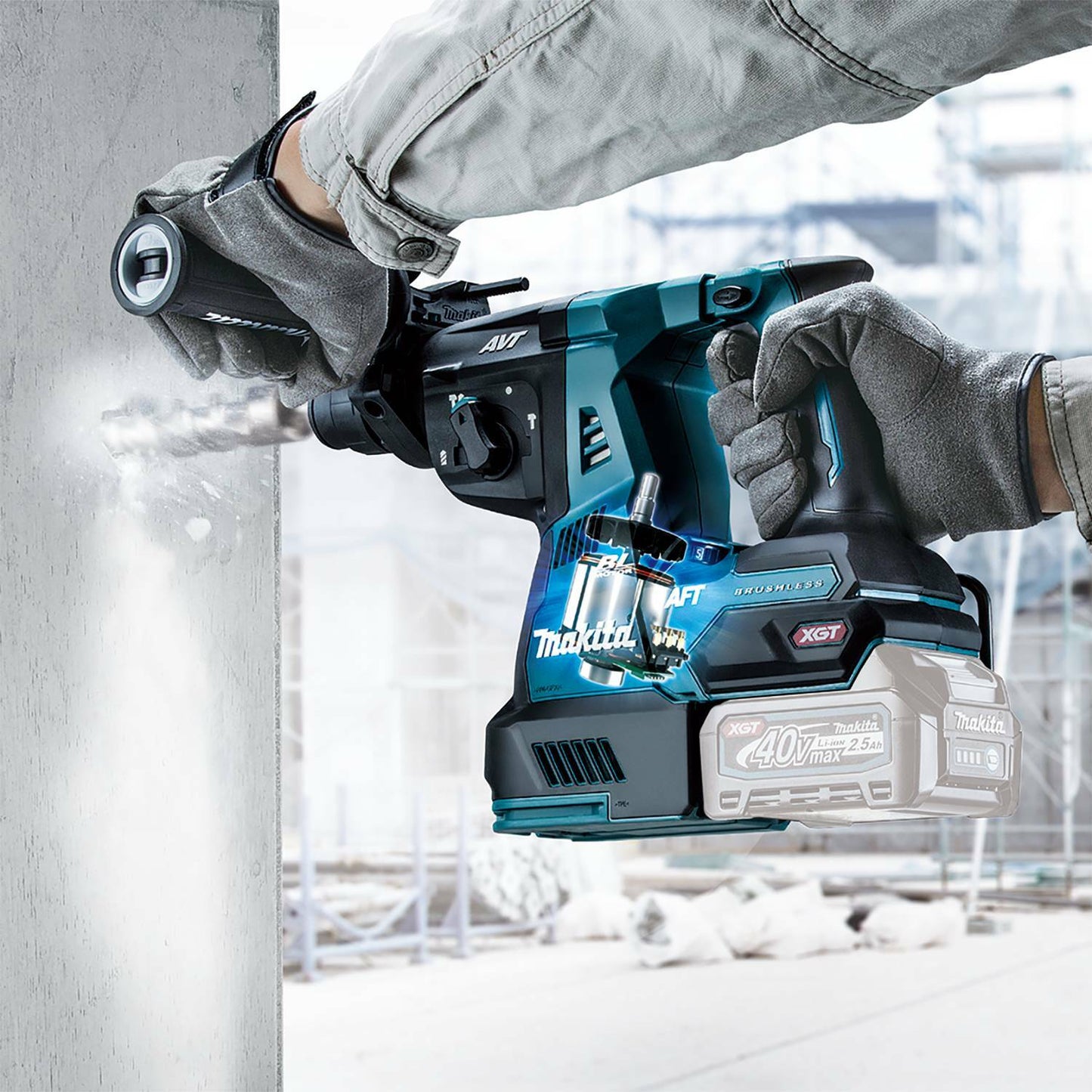 Makita GRH02Z 40V max XGT® Brushless Cordless 1‑1/8" SDS‑PLUS AVT® Rotary Hammer, with Interchangeable Chuck, AWS® Capable, Tool Only