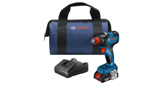 Bosch GDX18V-1800B12 18V Ec Brushless 1/4 In. And 1/2 In. Two-In-One Bit/Socket Impact Driver Kit With 2.0 Ah Slimpack Battery