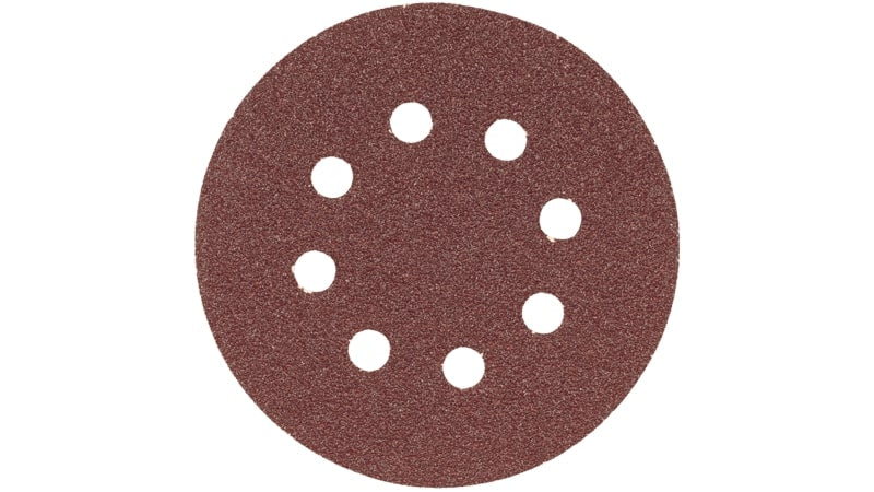 Bosch SR5R180 5" Hook & Loop Sanding Disc, 8-Hole, Red, 180 Grit (5Pk)