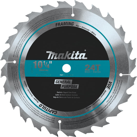 Makita A-94910 10‑1/4" 24T Carbide‑Tipped Circular Saw Blade, Framing