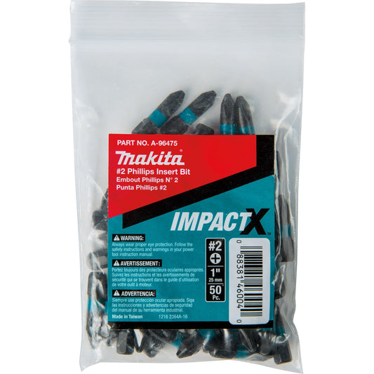 Makita A-96475 ImpactX™ #2 Phillips 1″ Insert Bit, 50/pk, Bulk