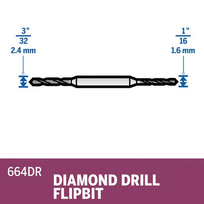 Bosch 664DR Diamond Drill FlipBit (1.6mm & 2.0mm)