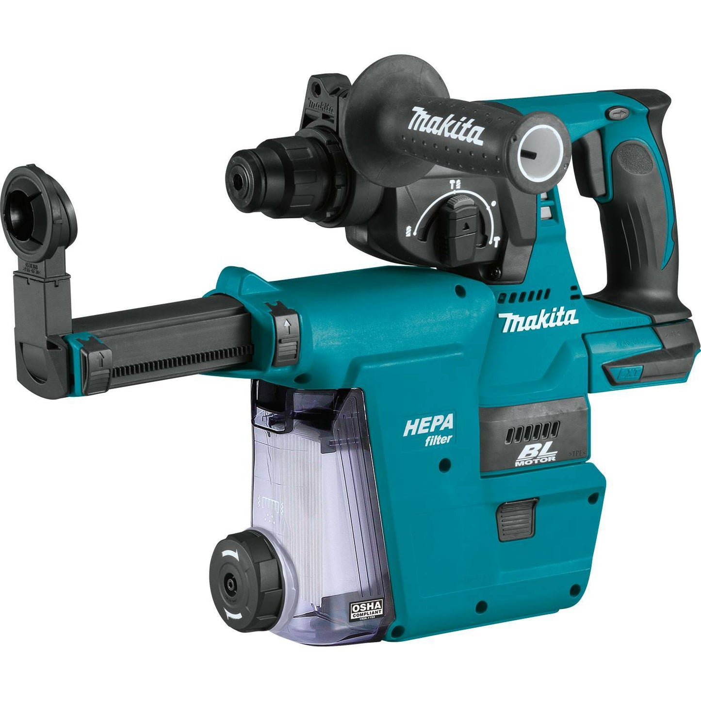 Makita XRH01ZWX 18V LXT® Lithium‑Ion Brushless Cordless 1" SDS‑PLUS Rotary Hammer, w/ HEPA Dust Extractor Attachment, Tool Only