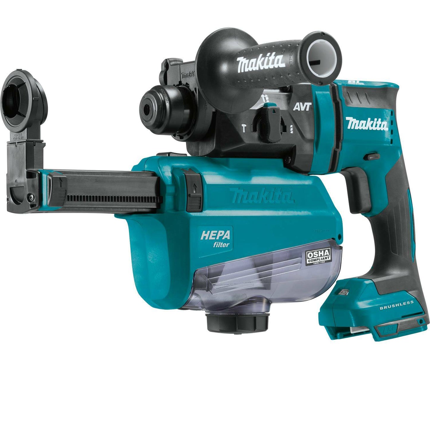 Makita XRH12ZW 18V LXT® Lithium‑Ion Brushless Cordless 11/16" SDS‑PLUS AVT® Rotary Hammer, w/ HEPA Dust Extractor, AWS® Capable, Tool Only