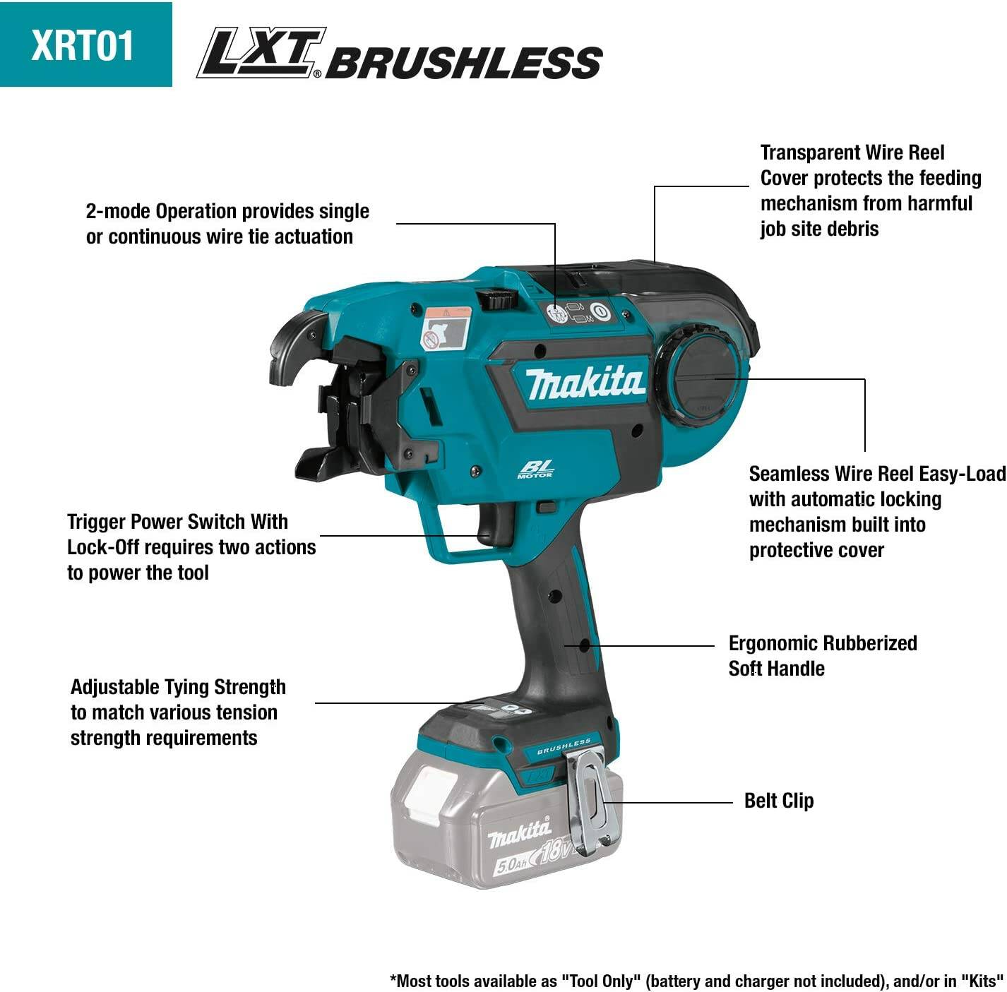 Makita XRT01TK 18V LXT® Lithium‑Ion Brushless Cordless Rebar Tying Tool Kit (5.0Ah)