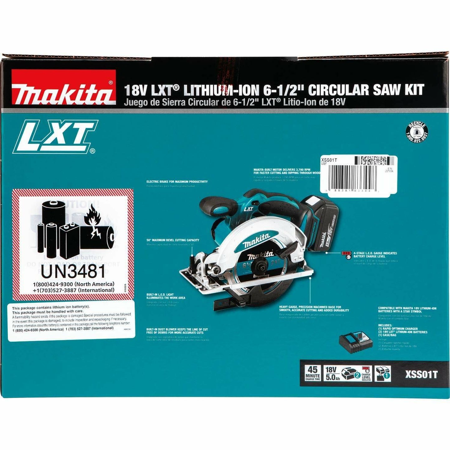 Makita XSS01T 18V LXT® Lithium‑Ion Cordless 6‑1/2" Circular Saw Kit (5.0Ah)